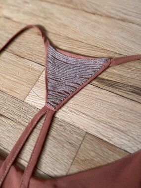 Women’s Rust Beaded Camisole with Rhinestone Detail